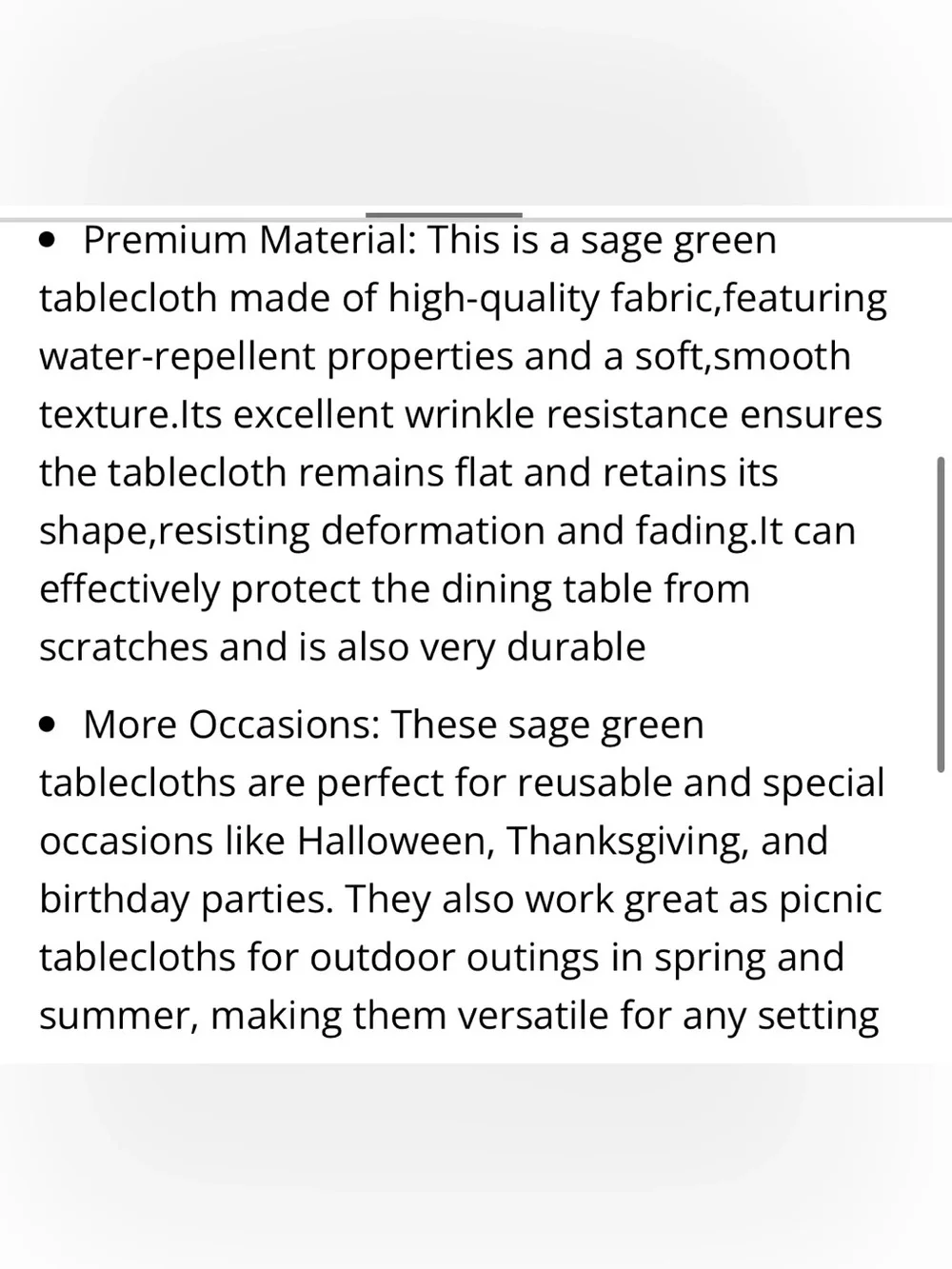 Multi-Purpose Tablecloth Polyester Waterproof Washable 60” Round SAGE GREEN